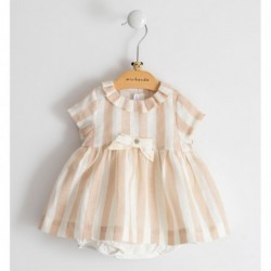 Pagliaccetto effetto abito Minibanda 100% lino variante colore unico per neonata da 1 a 3 mesi