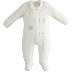 Tutina intera Minibanda 100% cotone con piedino variante colore unico per neonata 1-3 mesi