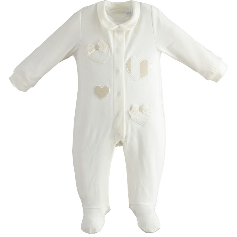 Tutina intera Minibanda 100% cotone con piedino variante colore unico per neonata 1-3 mesi Tutina intera Minibanda 100% cotone con piedino variante colore unico per neonata 1-3 mesi