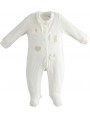 Tutina intera Minibanda 100% cotone con piedino variante colore unico per neonata 1-3 mesi