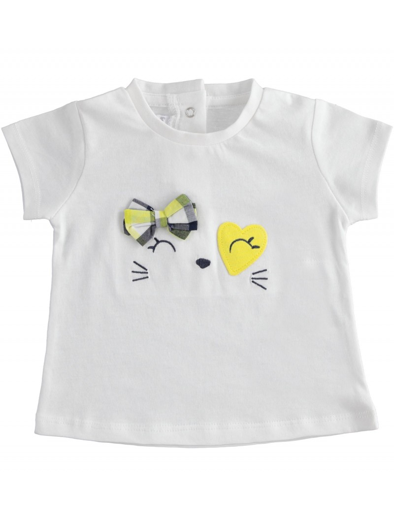 T-shirt manica corta Minibanda 100% cotone variante colore unico per neonata da 3 a 6 mesi