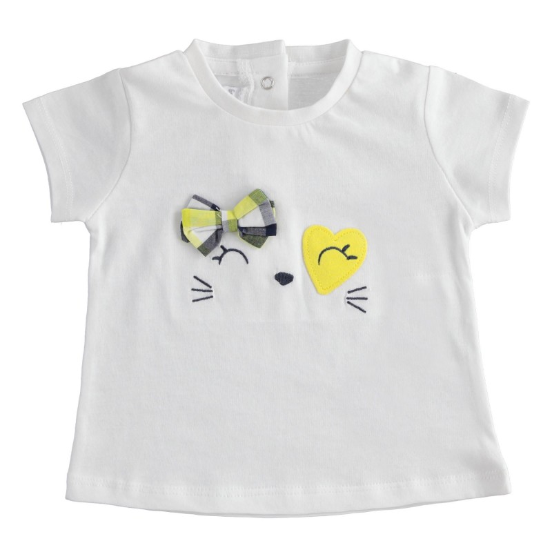 T-shirt manica corta Minibanda 100% cotone variante colore unico per neonata da 3 a 6 mesi T-shirt manica corta Minibanda 100% cotone variante colore unico per neonata da 3 a 6 mesi