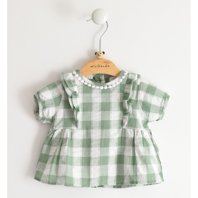 Camicia Minibanda in tela 100% cotone variante colore unico per neonata da 3 a 6 mesi Camicia Minibanda in tela 100% cotone variante colore unico per neonata da 3 a 6 mesi