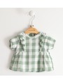Camicia Minibanda in tela 100% cotone variante colore unico per neonata da 3 a 6 mesi