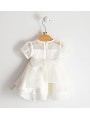 Elegante abito Minibanda, a mezza manica, in organza variante colore unico per bambina da 9 a 24 mesi