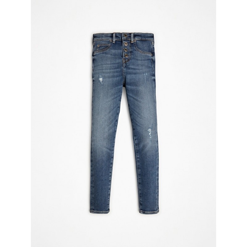 Jeans Guess skinny fit a vita alta variante colore unico per ragazza da 8 a 16 anni Jeans Guess skinny fit a vita alta variante colore unico per ragazza da 8 a 16 anni