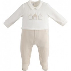 Tutina intera Minibanda con piedino in tricot variante colore unico per neonato 1-3 mesi