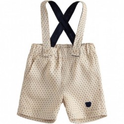 Elegante bermuda con bretelle Minibanda 100% lino variante colore unico per bambino da 9 a 24 mesi