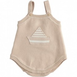 Salopette Minibanda effetto pagliaccetto in tricot 100% cotone variante colore unico per neonato da 1 a 3 mesi