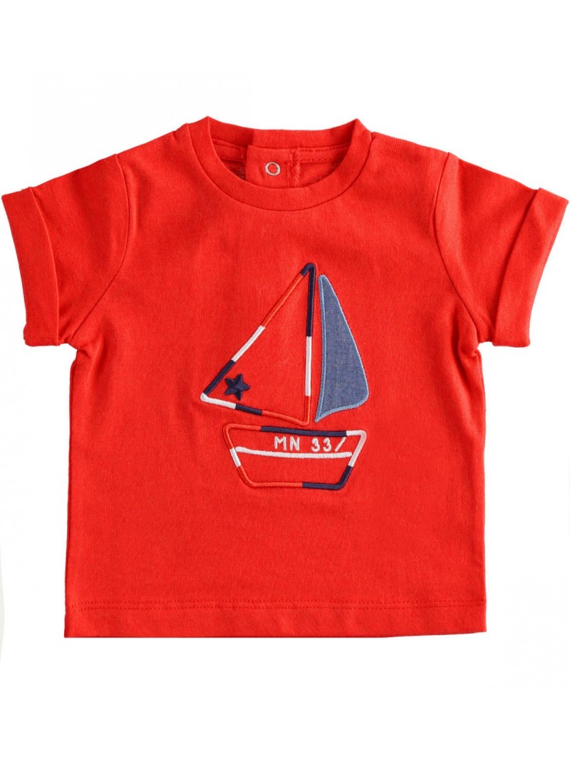 T-shirt manica corta Minibanda in jersey 100% cotone variante colore unico per neonato da 3 a 6 mesi