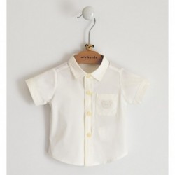 Camicia manica corta Minibanda in popeline stretch variante colore unico per bambino da 9 a 24 mesi