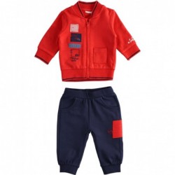 Tuta due pezzi Minibanda 100% cotone, felpa con zip variante colore unico per neonato da 3 a 6 mesi