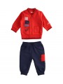 Tuta due pezzi Minibanda 100% cotone, felpa con zip variante colore unico per neonato da 3 a 6 mesi