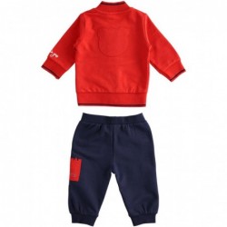 Tuta due pezzi Minibanda 100% cotone, felpa con zip variante colore unico per neonato da 3 a 6 mesi