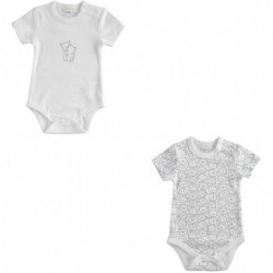 Kit due body manica corta unisex Minibanda in cotone 100% organico variante colore unico per neonati