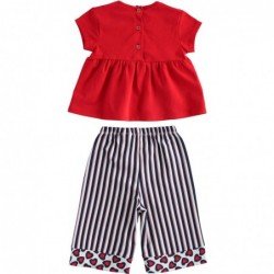 Completo Sarabanda t-shirt e pantalone crop in jersey stretch variante colore unico per bambina da 3 a 7 anni