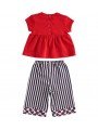 Completo Sarabanda t-shirt e pantalone crop in jersey stretch variante colore unico per bambina da 3 a 7 anni