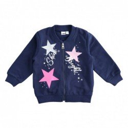 Felpa iDo manica lunga con zip modello bomber in cotone garzato. In due varianti colore per bambina da 6 mesi a 7 anni