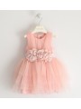 Elegante abito Sarabanda in tulle foderato in cotone in due varianti colore per bambina da 9 mesi a 7 anni