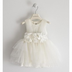 Elegante abito Sarabanda in tulle foderato in cotone in due varianti colore per bambina da 9 mesi a 7 anni