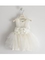 Elegante abito Sarabanda in tulle foderato in cotone in due varianti colore per bambina da 9 mesi a 7 anni