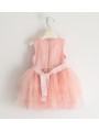 Elegante abito Sarabanda in tulle foderato in cotone in due varianti colore per bambina da 9 mesi a 7 anni