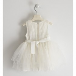 Elegante abito Sarabanda in tulle foderato in cotone in due varianti colore per bambina da 9 mesi a 7 anni