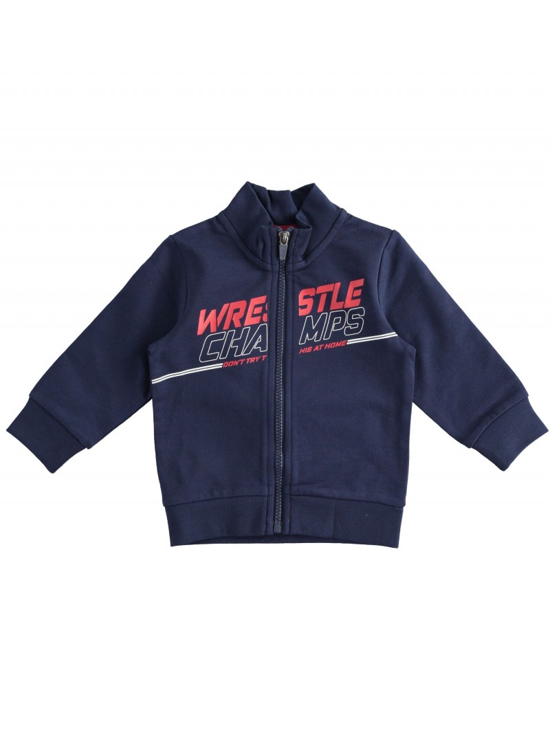 Felpa iDo con zip in cotone garzato in due varianti colore per bambino da 6 mesi a 7 anni