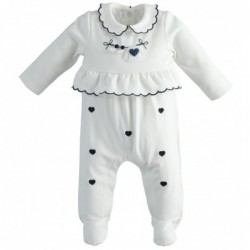 Tutina intera Minibanda in punto milano con piedino variante colore unico per neonata 1-3 mesi