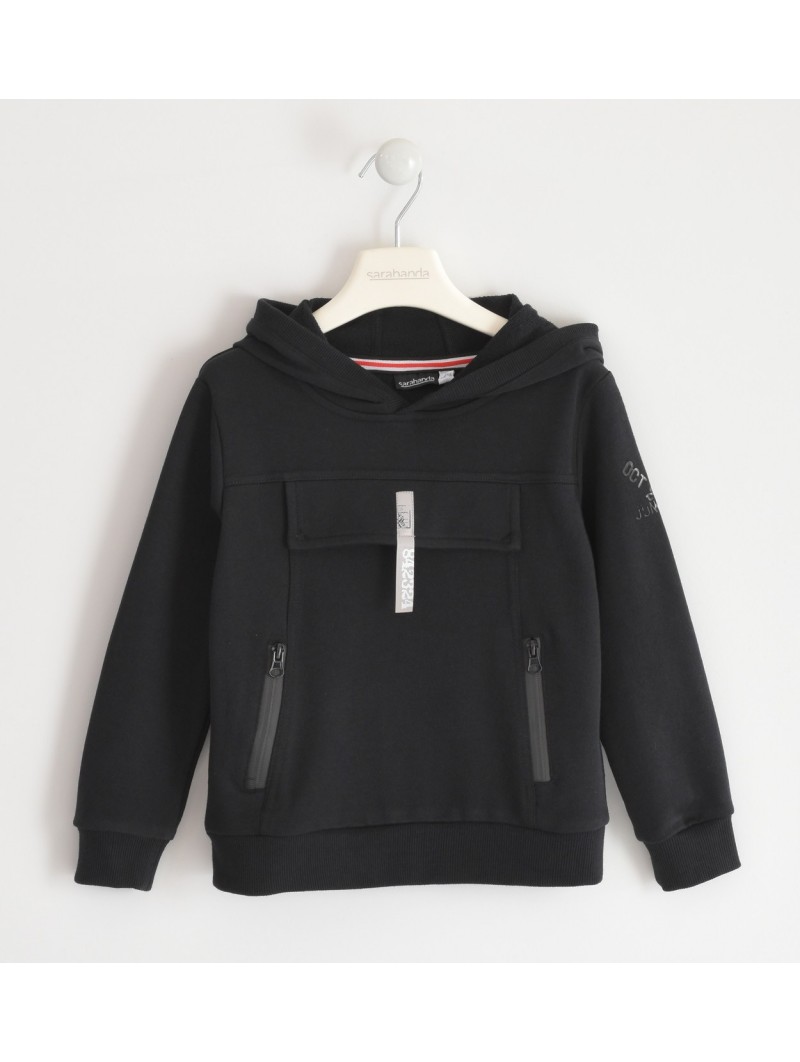 Felpa con cappuccio Sarabanda in caldo cotone variante colore unico per ragazzo da 8 a 16 anni