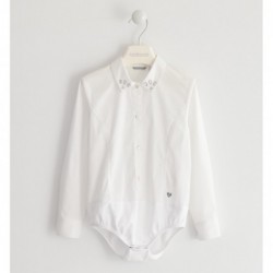 Camicia body Sarabanda in popeline stretch variante colore unico per ragazza da 8 a 16 anni